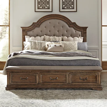 Traditional Queen Upholstered Storage Bed